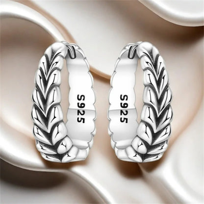 Real Sterling Silver Hoop Earrings Women Engagement Party Jewelry Gift
