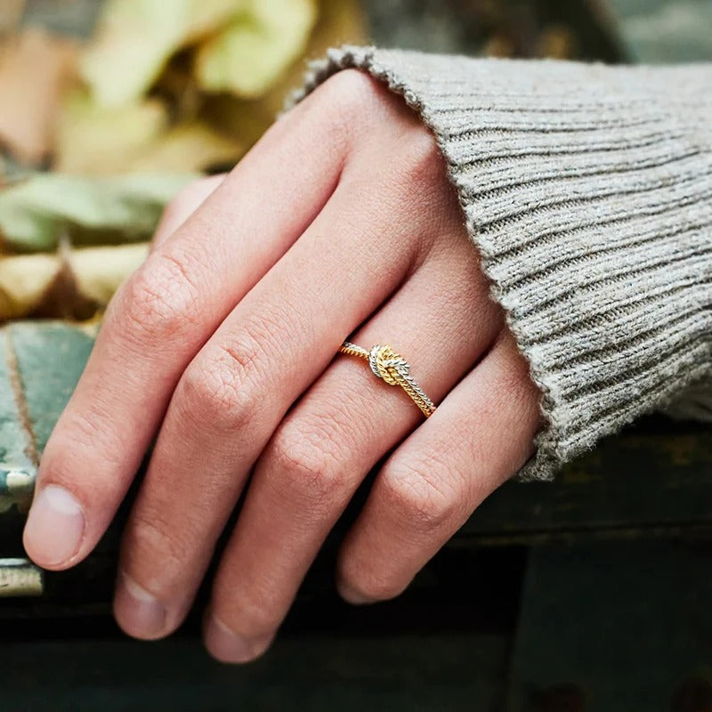 Two-Tone Twisted Knot Rings for Women Fashion Daily Jewelry
