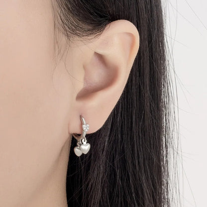 Women’s Heart Zircon Stud Earrings 925 Silver Elegant Luxury Jewelry