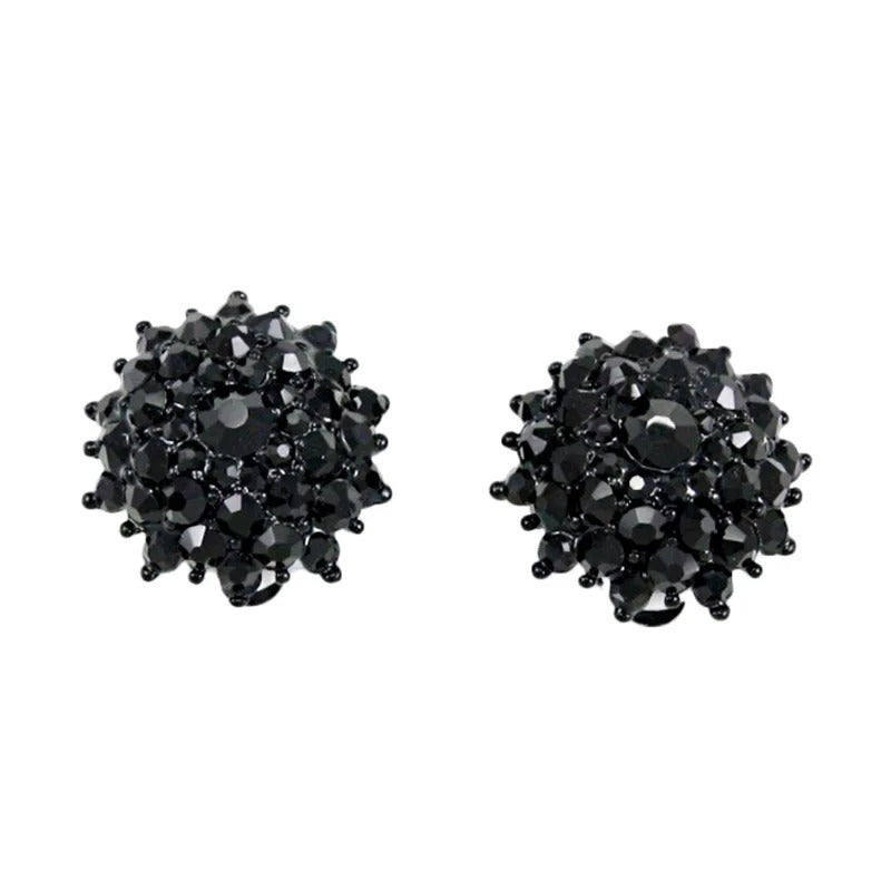Luxury Gold Rhinestone Clip On Earrings Flower Wedding Jewelry