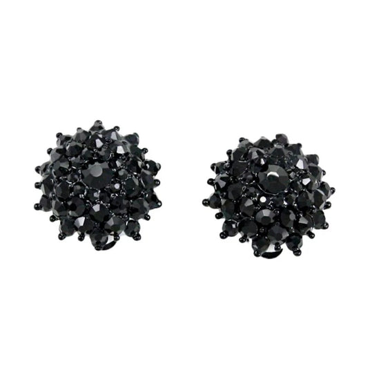 Luxury Gold Overspread Sparkly Rhinestone Clip on Earrings Round Flower Without Piercing for Women Wedding Party Jewelry
