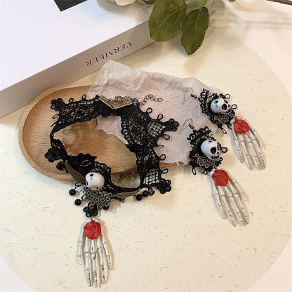 Gothic Skull Earrings Women Party Prom Multicolor Alloy