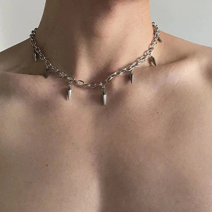 Hip Hop Rivet Pendant Necklace Stainless Steel Unisex Jewelry