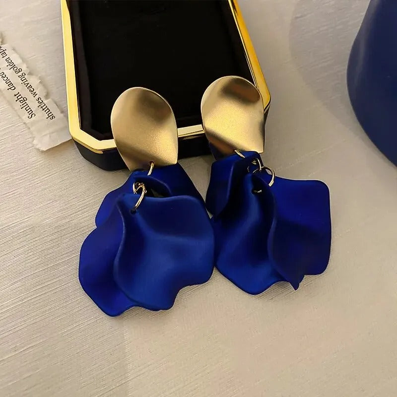 Colorful Flower Earrings Women Fashion Petal Drop Party Jewelry