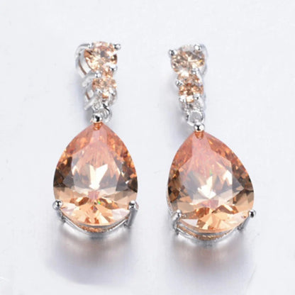 Purple Crystal Floral Dangle Earrings Elegant Jewelry for Women