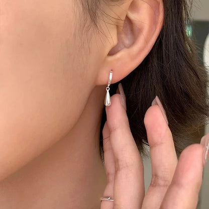 Simple Waterdrop Shape Earrings 925 Silver Women Jewelry