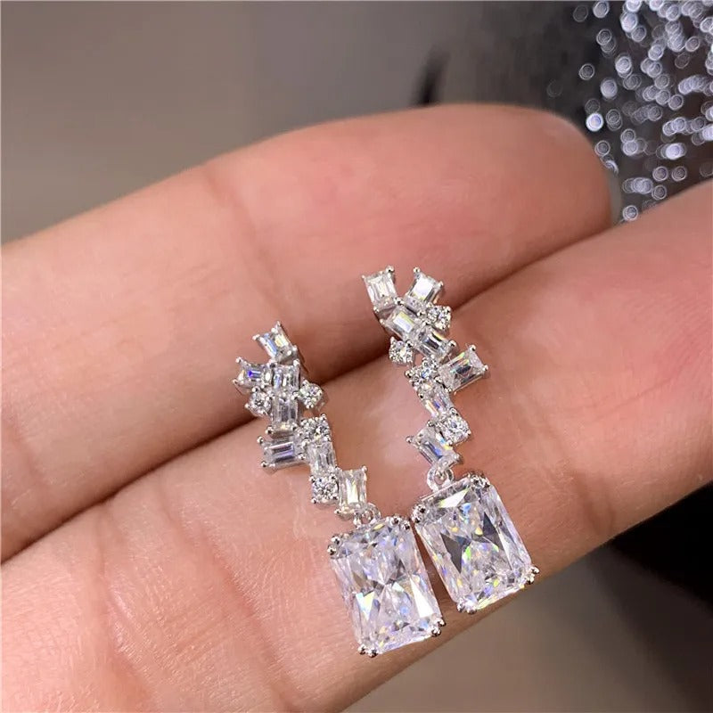 Trendy Women Earrings with Geometric Cubic Zirconia Creative Jewelry for Wedding Engagement Gorgeous Anniversary Gifts