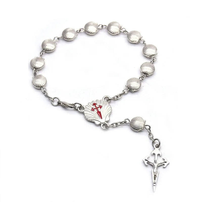 Santiago Metal Shell Rosary Cross Bracelets For Men Women