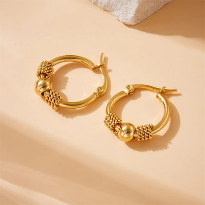 Stainless Steel Golden Hollow Woven Circular Shape Earrings For Women Fashion 2025 New Ear Jewelry Lady Gift Party