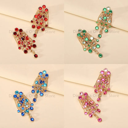 Shiny Rhinestone Drop Earrings Women Luxury Wedding Jewelry