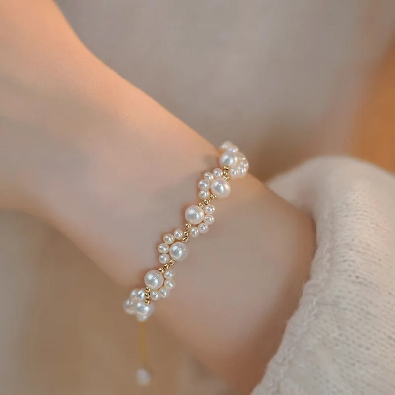 Cute Animal Paw Pearl Bracelet Gold Color Jewelry for Women