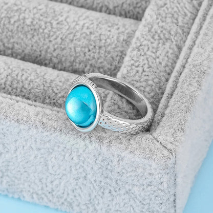 Blue Stone H2O Mermaid Ring Classic Retro TV Luxury Inlaid Crystal Jewelry Accessory Woman Girls Fan Daily Matching Jewelry Gift