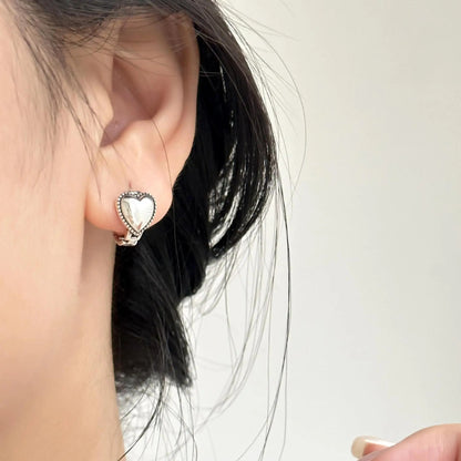 Trendy 925 Silver Gold Heart Earrings Women Party Jewelry Gift