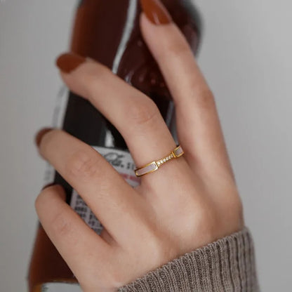 Stainless Steel Zircon Shell Ring for Women Gold Index Finger Ring