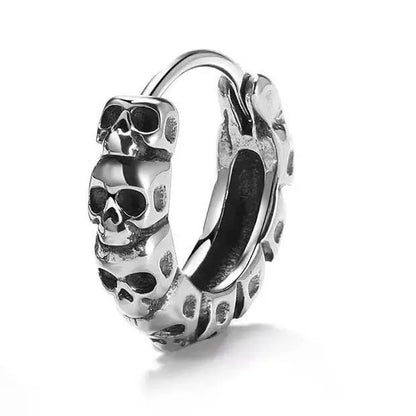 Full Skull Ghost Head Hoop Earrings Men Cool Punk Trend Jewelry
