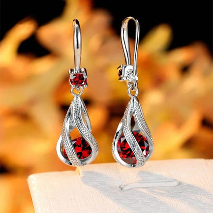 Cubic Zirconia Hook Clip Earrings Lantern Design Women Jewelry