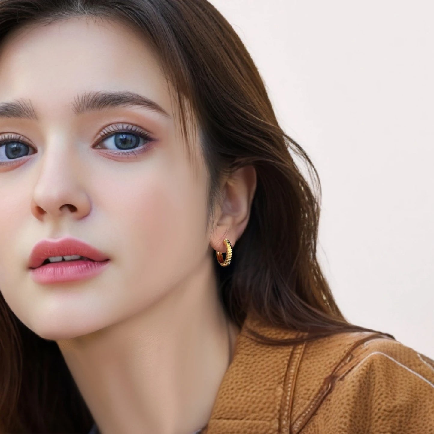 Gold Plated Stainless Steel Hoop Earrings Unisex Minimalist Jewelry