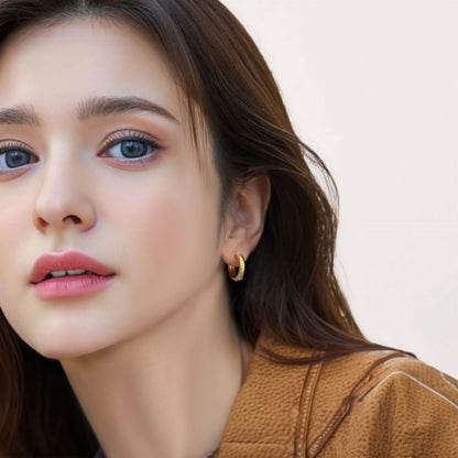 Gold Plated Stainless Steel Hoop Earrings Unisex Minimalist Jewelry
