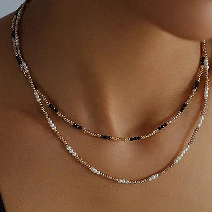 Handmade Gold Color Beads Chain Fashion Necklaces Pearl Pendant Beach Vacation Jewelry For Women Accessories