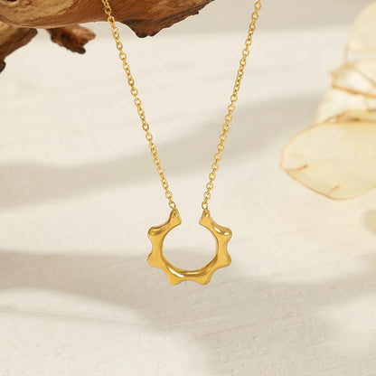 Stainless Steel French Light Luxury Sun Flower Pendant Necklace for Women Gold Color Minimalist Choker Neck Chains Jewelry Gift
