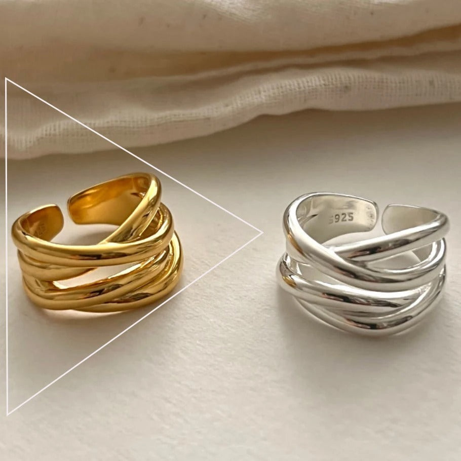 Sterling Silver Irregular Geometric Ring for Women Minimalist Jewelry