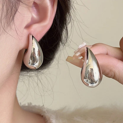 Trendy Metal Teardrop Earrings Women Glossy Personality Jewelry