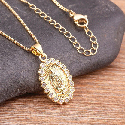 Gold Plated Copper Zircon Pendant Necklace for Women Handmade