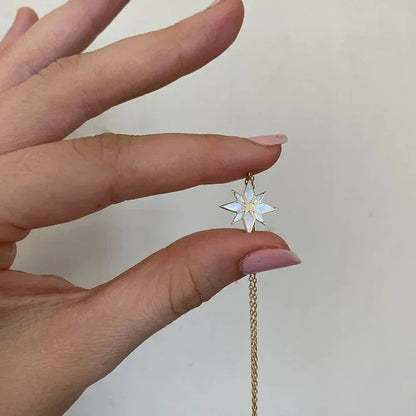 Trendy Stainless Steel Pendant Necklace Shell Inlay Exquisite Shinny Necklace for Women Waterproof Jewelry Gift