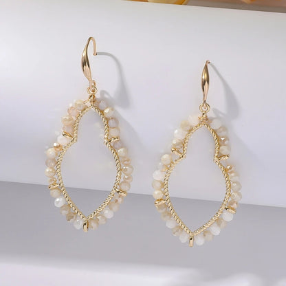 Trendy Boho Waterdrop Crystal Bead Drop Earrings Women Jewelry