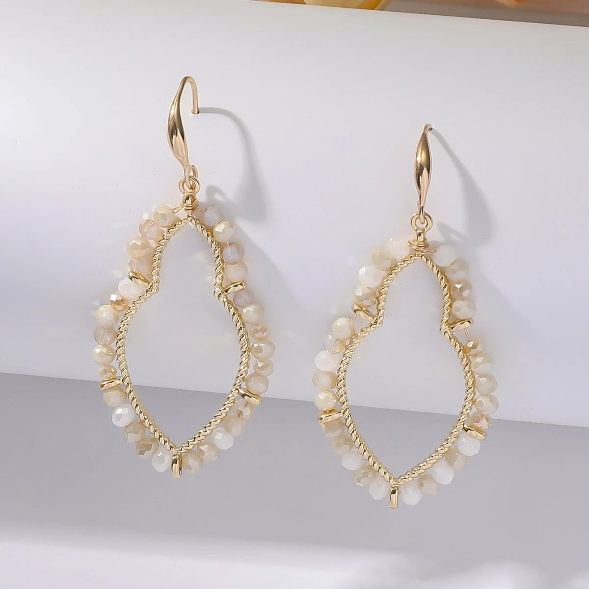 Trendy Handmade Colorful Waterdrop Crystal Beads Earrings for Women Boho Geometric Metal Drop Earrings Summer Jewelry