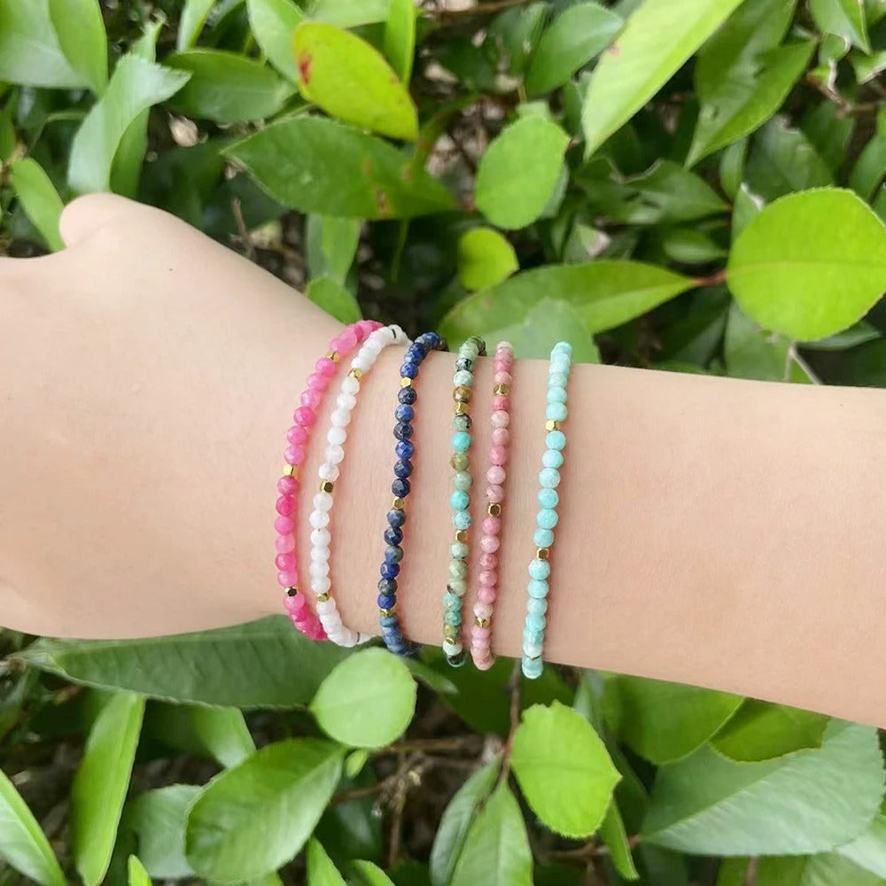 Faceted African Nature Stone Bracelet Women Gold Plated Jewelry