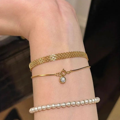 Stainless Steel Woven Watch Strap Bracelet for Women Vintage Style
