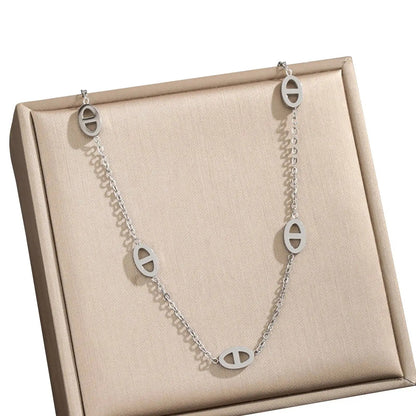 Cute Pig Nose Pendant Necklace Stainless Steel Fashion Jewelry Gift for Women & Girls