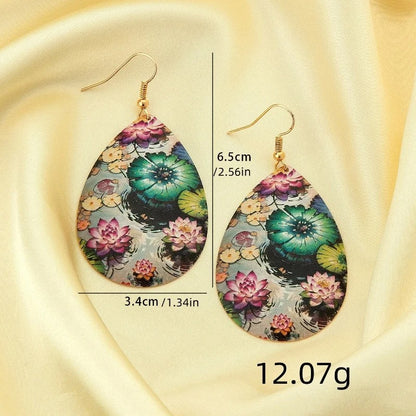 New Fashion Lotus Drop Earrings Women Banquet Party Jewelry