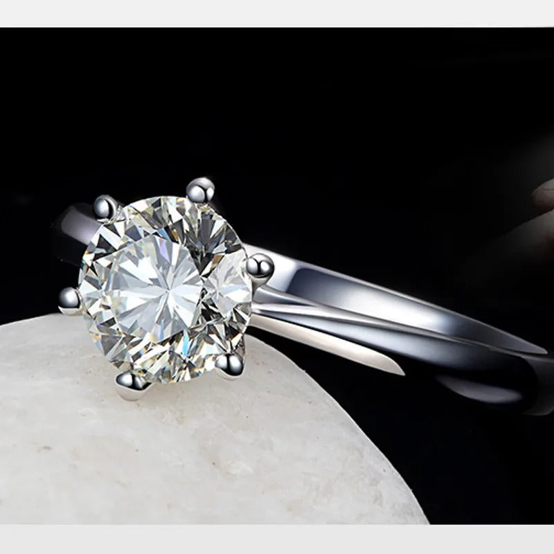 S925 Sterling Silver Wedding Rings for Men & Women with Crystal