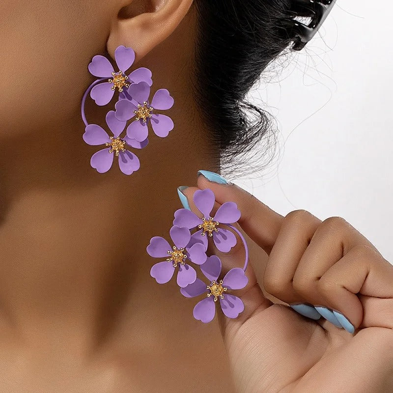 Summer Flower Drop Earrings Women Trendy Vintage Party Jewelry