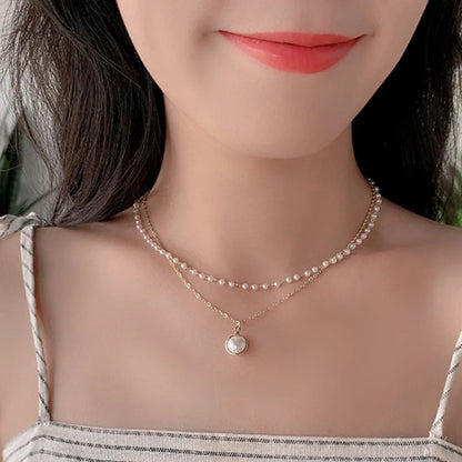Women’s Beaded Pearl Choker Necklace Gold K-Pop Goth Jewelry