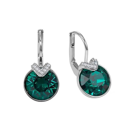 V Drop Crystal Earrings for Women Birthday Gift Dangle Silver Gold Jewelry