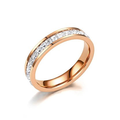 Luxury Stainless Steel Men Women Statement Cubic Zircon Rings Gold Silver Color