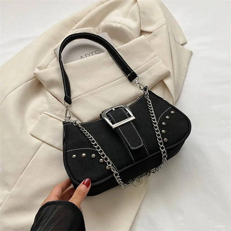 Simple Retro Canvas Underarm Bag Trendy Casual Shoulder & Crossbody Bag for Women