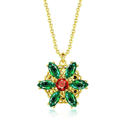 NecklaceTogether In Paris Emerald Stone Flower Necklace Lost Princess Inspired Pendant Necklace for Women
