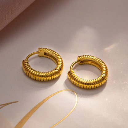 Gold Plated Stainless Steel Hoop Earrings Unisex Minimalist Jewelry