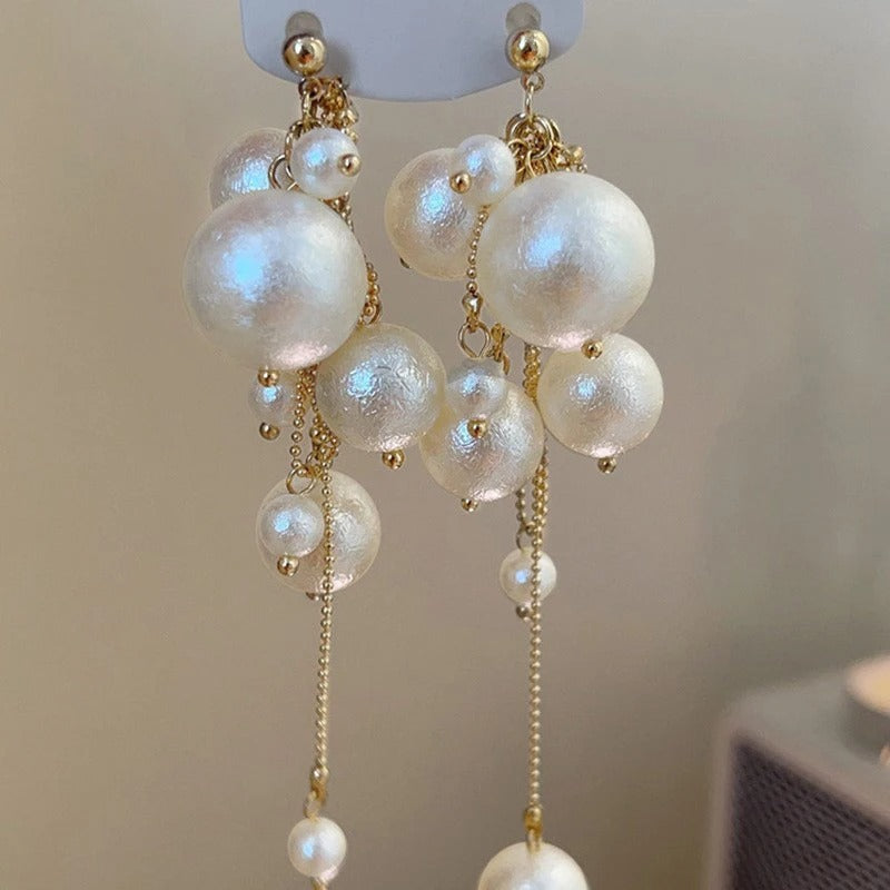 Elegant Pearl Long Tassel Earrings Women Fashion Jewelry