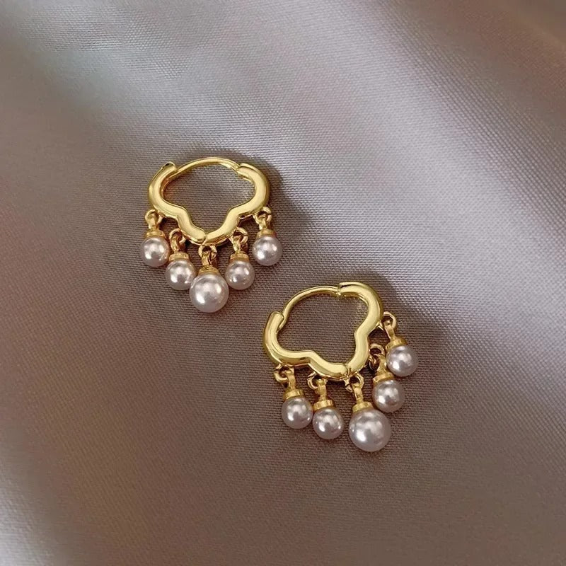 Women Cloud Imitation Pearl Hoop Earrings Fashion Jewelry