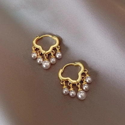 Women Cloud Imitation Pearl Hoop Earrings Fashion Jewelry