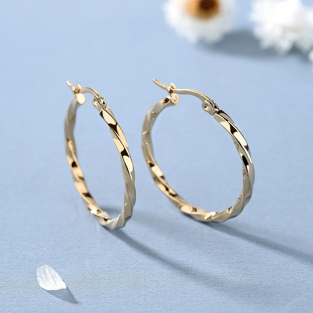 Korean version of large knotted earrings stainless steel earrings, luxury style earrings