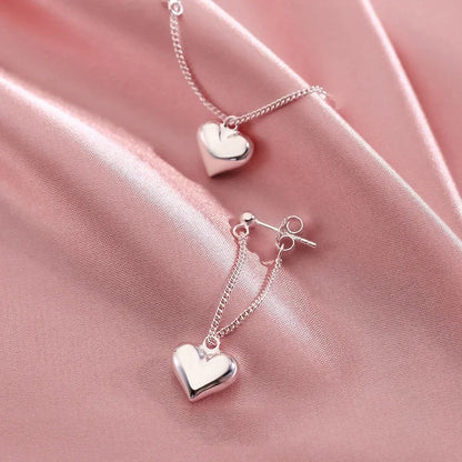 New Fashion Silver Love Heart Drop Earrings Women Girls Party Jewelry