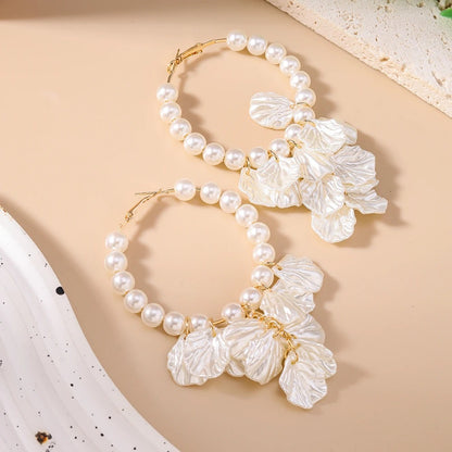 Fashion Summer Beach Pearl Shell Earrings for Women Girls Bohemia Hoop Earrings Party Holiday Jewelry Gifts