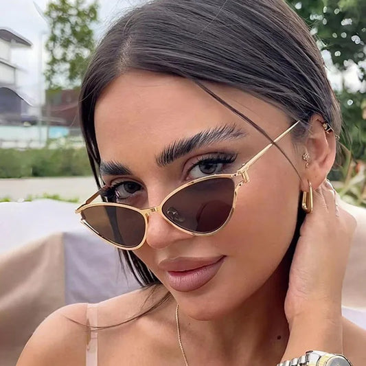 Trendy Cat Eye Sunglasses for Women Vintage Designer Luxury Glasses