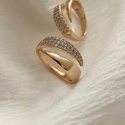 Women’s Stainless Steel Sun Ring Gold Plated Metal Texture Jewelry